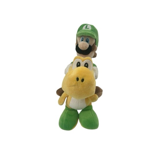 Luigi Riding Yoshi Stuffed Plush 8” Sanei Little Buddy Fast Shipping - Picture 1 of 11